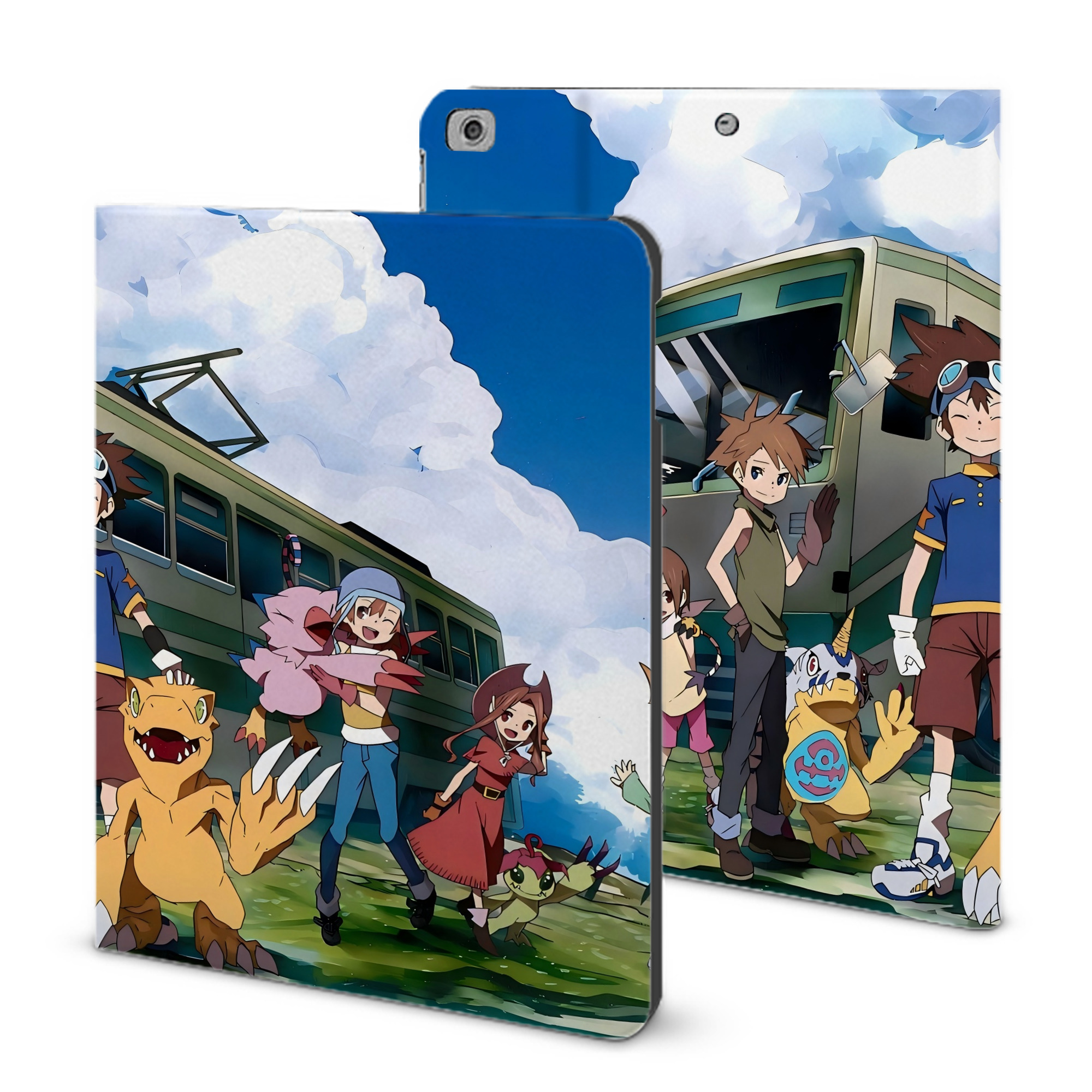 （画像用） Digimon デジタルモンスター/デジモン IPad ケース ブック型 PUレザー TPU 耐衝撃 軽量 薄型 ペン収納なし 全面保護 IPad 各モデル対応